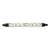 Personalized Modern Pink Tulip Flower Zwarte Inkt Pen (Voorkant)