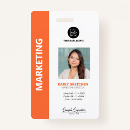 Personalized Modern Professional Employee Oranje Badge