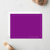 Personalized Modern Purple Flat Note Card Notitiekaartje (Voorkant / Achterkant in situ)