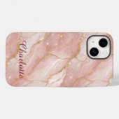Personalized Modern Rose Quartz Marble Gold Case-Mate iPhone Case (Achterkant (horizontaal))