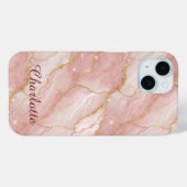 Personalized Modern Rose Quartz Marble Gold Case-Mate iPhone Case (Achterkant (horizontaal))