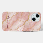Personalized Modern Rose Quartz Marble Gold Case-Mate iPhone Case (Achterkant (horizontaal))