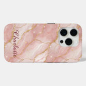 Personalized Modern Rose Quartz Marble Gold Case-Mate iPhone Case (Achterkant (horizontaal))