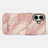 Personalized Modern Rose Quartz Marble Gold Case-Mate iPhone Case (Achterkant (horizontaal))