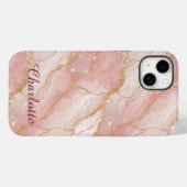 Personalized Modern Rose Quartz Marble Gold Case-Mate iPhone Case (Achterkant (horizontaal))