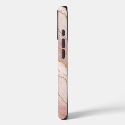 Personalized Modern Rose Quartz Marble Gold Case-Mate iPhone Case (Achterkant / Links)