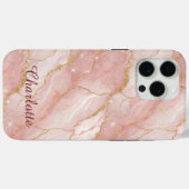 Personalized Modern Rose Quartz Marble Gold Case-Mate iPhone Case (Achterkant (horizontaal))