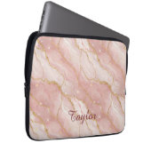 Personalized Modern Rose Quartz Marble Gold Glitte Laptop Sleeve (Voorkant Rechts)
