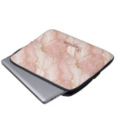 Personalized Modern Rose Quartz Marble Gold Glitte Laptop Sleeve (Voorkant onderkant)
