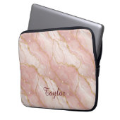 Personalized Modern Rose Quartz Marble Gold Glitte Laptop Sleeve (Voorkant Links)