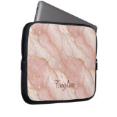 Personalized Modern Rose Quartz Marble Gold Glitte Laptop Sleeve (Voorkant Rechts)