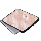 Personalized Modern Rose Quartz Marble Gold Glitte Laptop Sleeve (Voorkant onderkant)