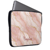Personalized Modern Rose Quartz Marble Gold Glitte Laptop Sleeve (Voorkant Rechts)