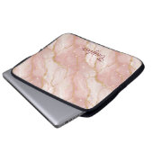 Personalized Modern Rose Quartz Marble Gold Glitte Laptop Sleeve (Voorkant onderkant)