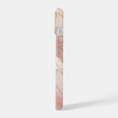 Personalized Modern Rose Quartz Marble Gold iPhone 15 Case (Linkerkant)