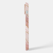 Personalized Modern Rose Quartz Marble Gold iPhone Hoesje (Linkerkant)