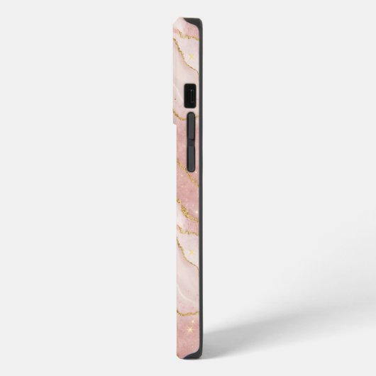 Personalized Modern Rose Quartz Marble Gold iPhone Hoesje (Linkerkant)