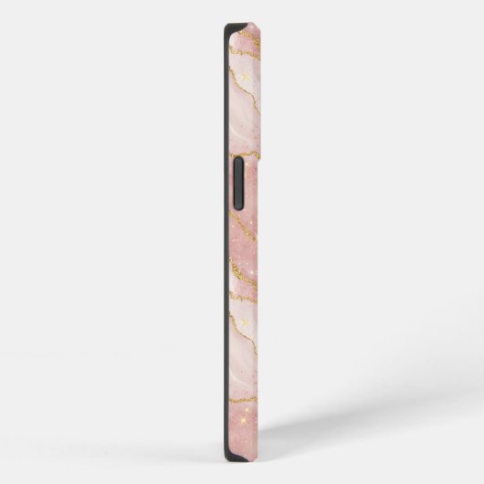 Personalized Modern Rose Quartz Marble Gold iPhone Hoesje (Rechterkant)