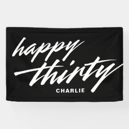 Personalized Modern Script Black 30th Birthday Spandoek