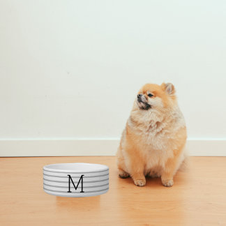 Personalized Modern Stripe Custom Initial Pet Bowl Voerbakje