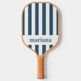 Personalized Modern Striped Blue Name Pickleball Paddle