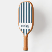 Personalized Modern Striped Blue Name Pickleball Paddle (Links)