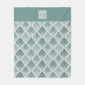 Personalized Modern Teal Nordic Damask Fleece Deken (Voorkant)