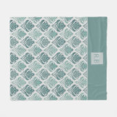 Personalized Modern Teal Nordic Damask Fleece Deken (Voorkant (Horizontaal))