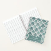 Personalized Modern Teal Nordic Damask Notitieboek (Binnen)