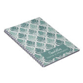 Personalized Modern Teal Nordic Damask Notitieboek (Rechterzijde)