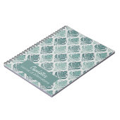 Personalized Modern Teal Nordic Damask Notitieboek (Linkerzijde)