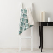 Personalized Modern Teal Nordic Damask Sherpa Deken (In situ)