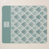 Personalized Modern Teal Nordic Damask Sherpa Deken (Voorkant (horizontaal))