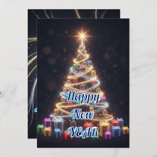 Personalized Modern Tree New Year Holiday Card Feestdagenkaart (Voorkant / Achterkant)