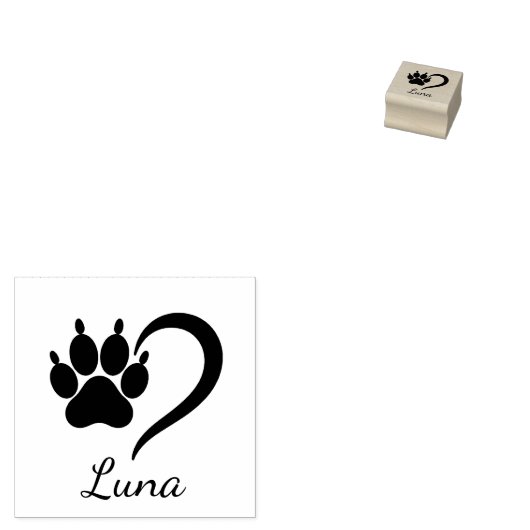 Personalized Modern Trendy Dog Pet Paw Print Cute Rubberstempel (Gestempeld)