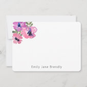 Personalized Modern Watercolor Pink Floral  Notitiekaartje (Voorkant)