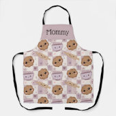 Personalized Mom Apron Kawaii Cookie Gingham Bake Schort (Voorkant)