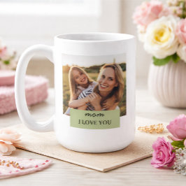 Personalized Mom I Love You Photo Sage Green Koffiemok