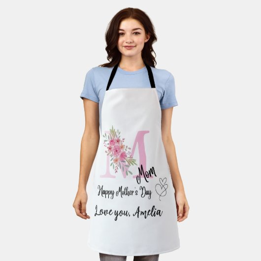 Personalized Mom Initial Apron Schort (Gedragen)