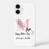 Personalized Mom Initial iPhone 16 Case (Achterkant)