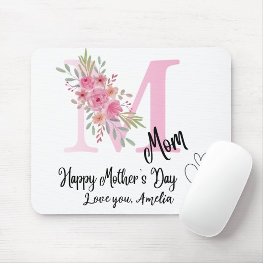 Personalized Mom Initial Mousepad Muismat (Met muis)