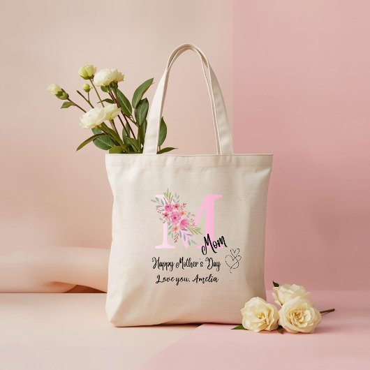 Personalized Mom Initial Tote Bag