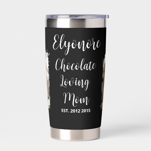 Personalized Mom Name Est. Chocolate Lover Photos Geïsoleerde Drinkbeker (Links)