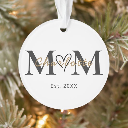 Personalized Mom Name Est Year Christmas Ornament (Boom)