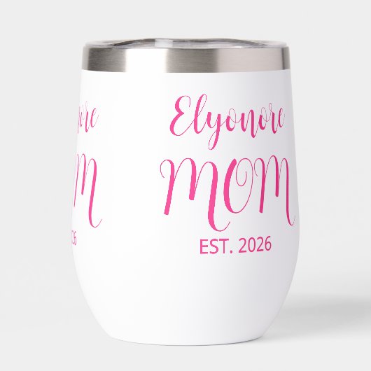 Personalized Mom Name Established Pink Script  (Achterkant)