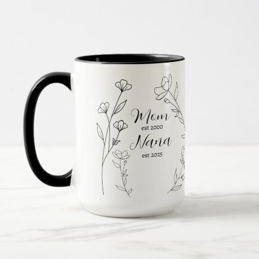 Personalized Mom Nana est year wildflower Mug Mok (Links)