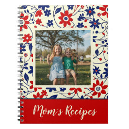 Personalized Mom Recipe Photo Floral Notitieboek