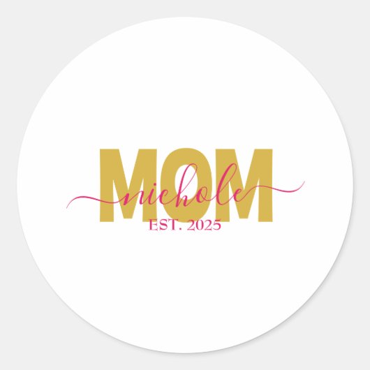 PERSONALIZED MOM TO BE RONDE STICKER (Voorkant)