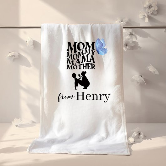 Personalized Mom Typography Bath Towel Badhanddoek