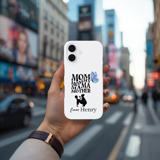 Personalized Mom Typography iPhone 16 Case Hoesje